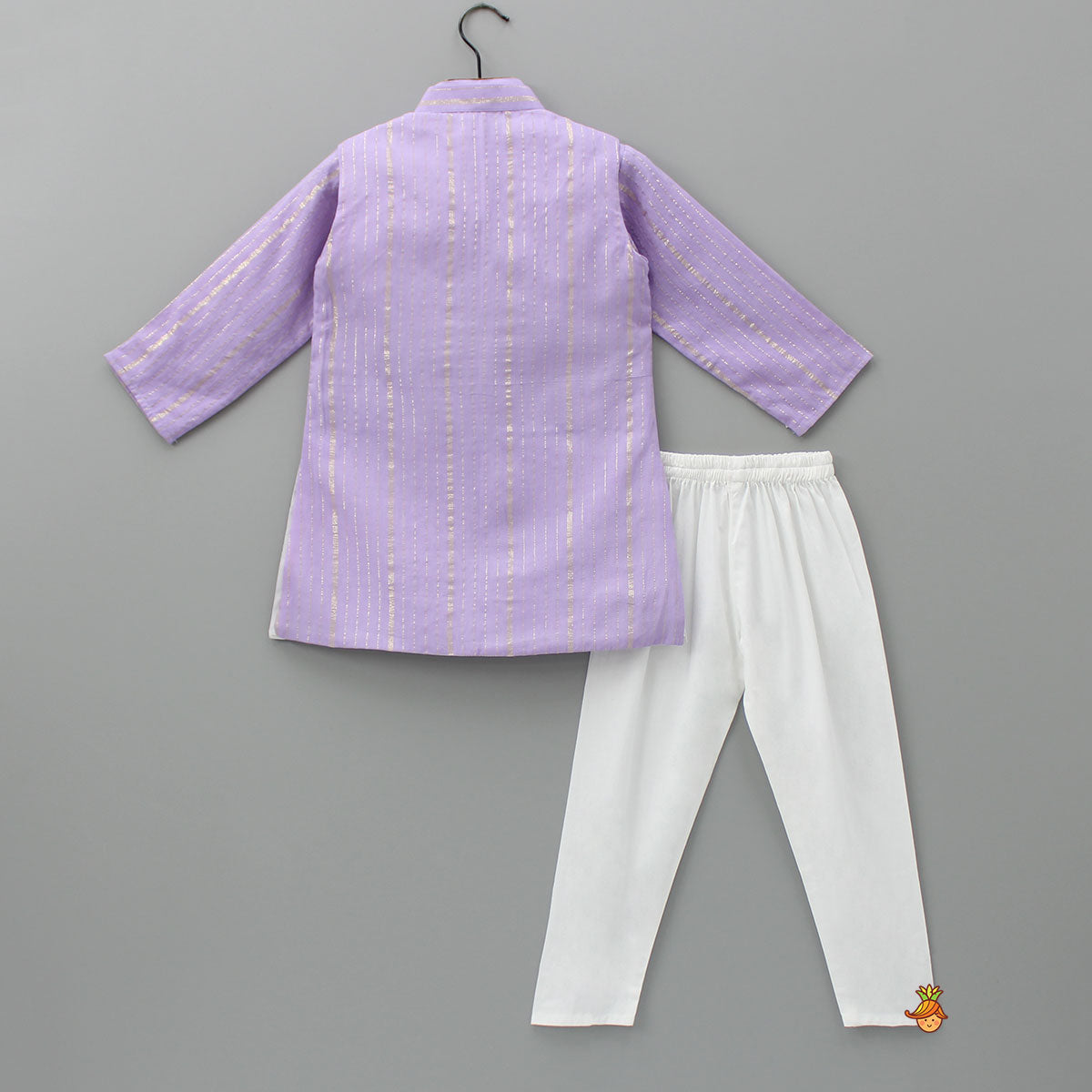 Lavender Kurta And Floral Embroidered Jacket With Churidar