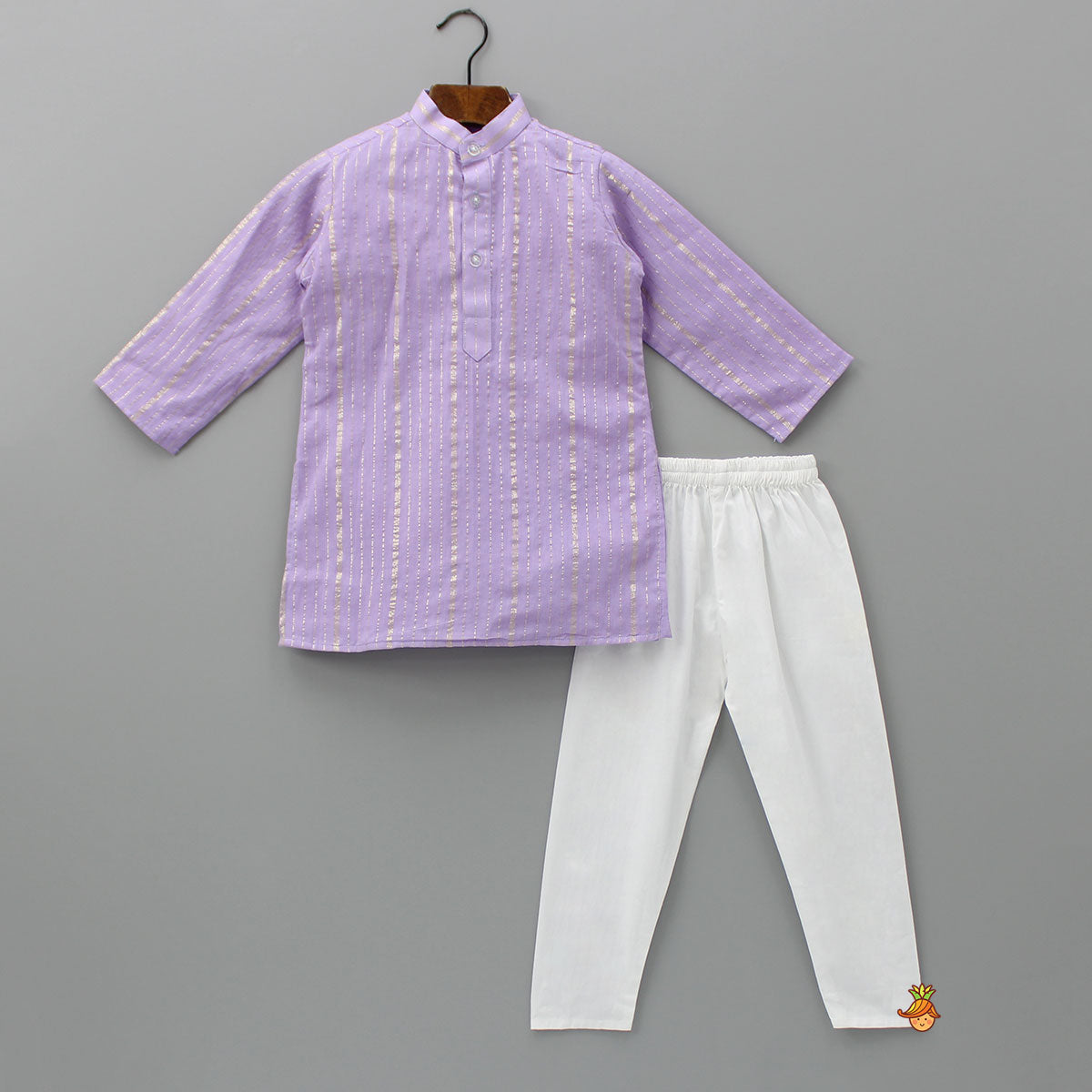 Lavender Kurta And Floral Embroidered Jacket With Churidar