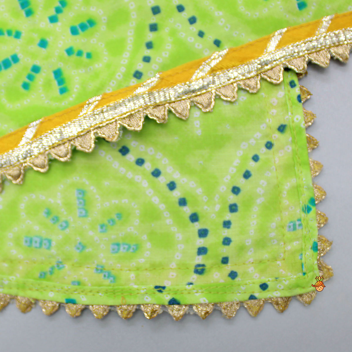 Printed Strappy Top And Layered Lehenga With Matching Dupatta