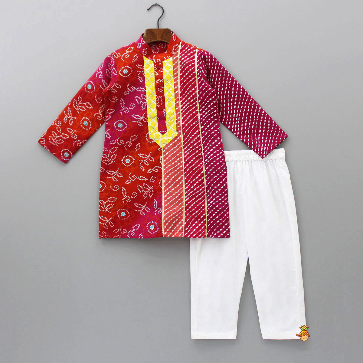 Leheriya And Bandhani Printed Multicolour Kurta And Pyjama