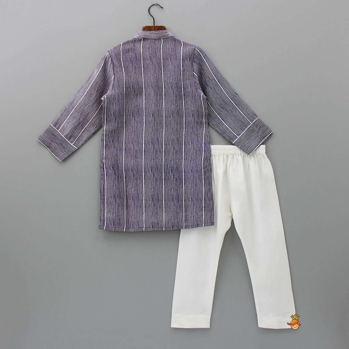Purple Stripes Chanderi Kurta With Pyjama