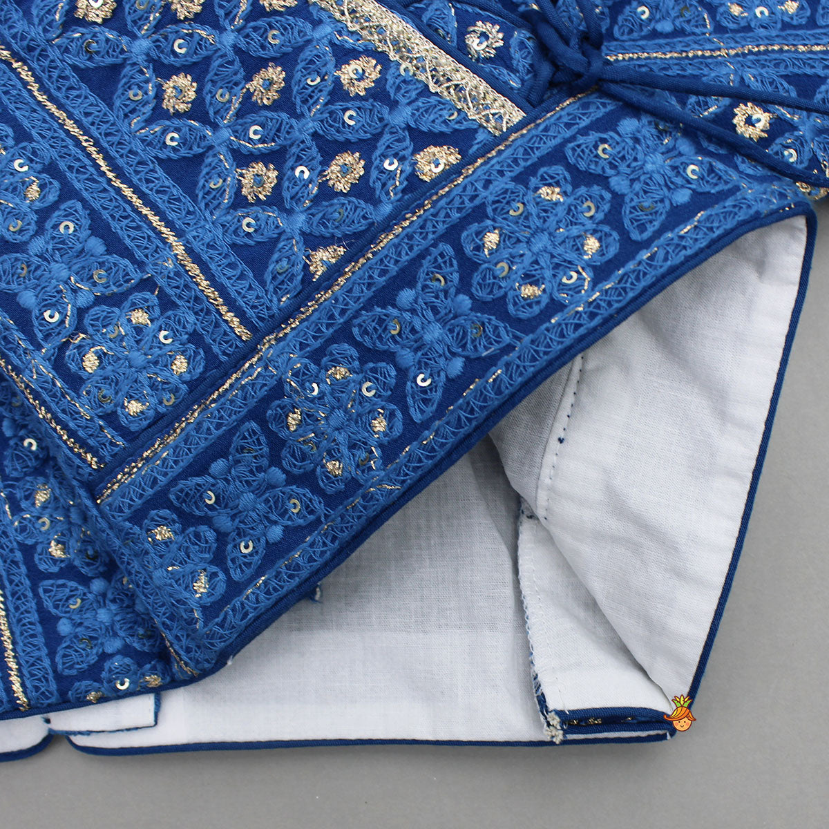 Sequin And Thread Embroidered Top And Pleated Lehenga With Net Dupatta And Matching Potli