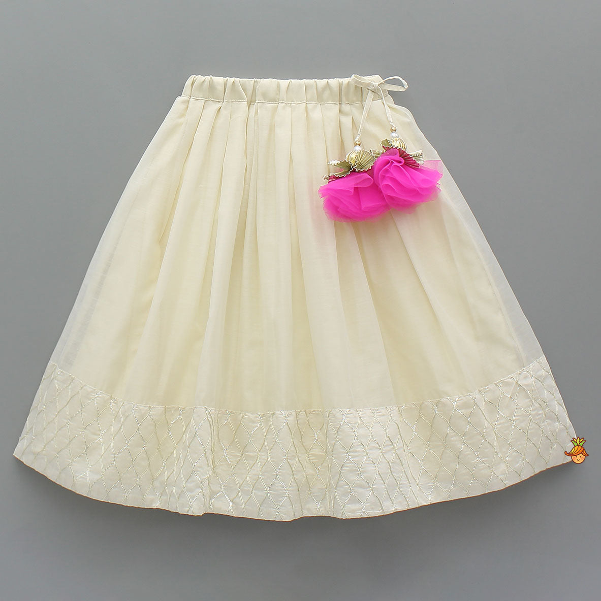 Gota Lace Detailed Top With Net Drapes And Lehenga