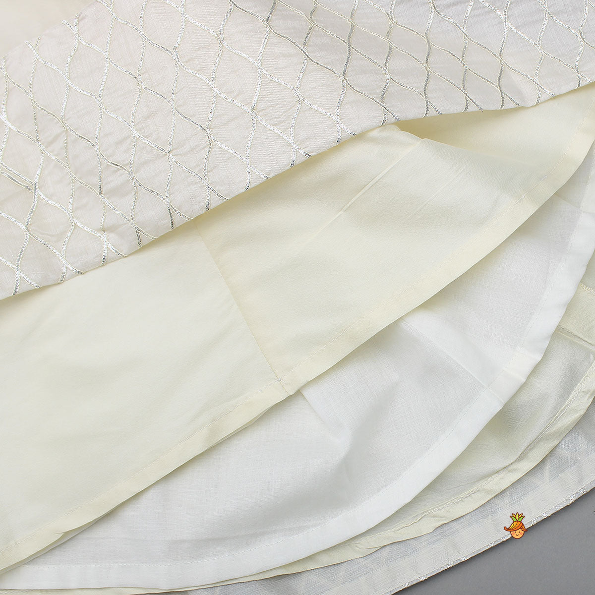 Gota Lace Detailed Top With Net Drapes And Lehenga