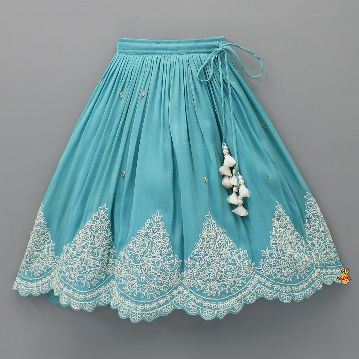 Blue Thread Embroidered Top And Lehenga