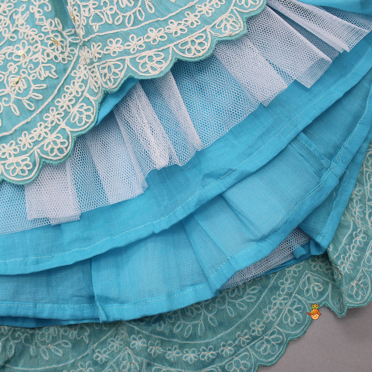 Blue Thread Embroidered Top And Lehenga