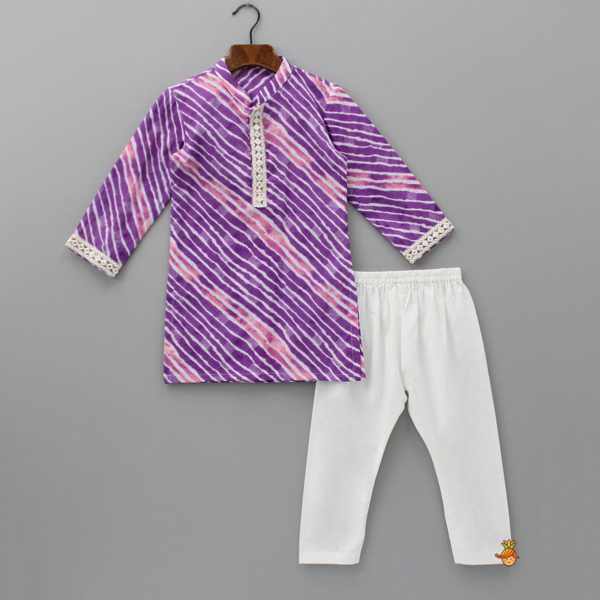 Leheriya Printed Purple Kurta With Pyjama