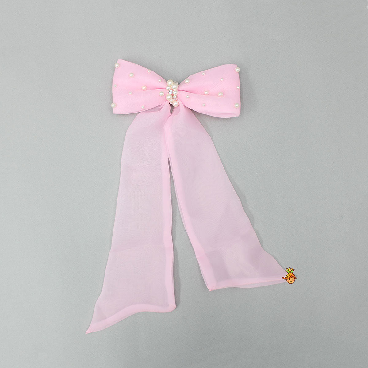 Long Tail Pink Bow Hair Clip