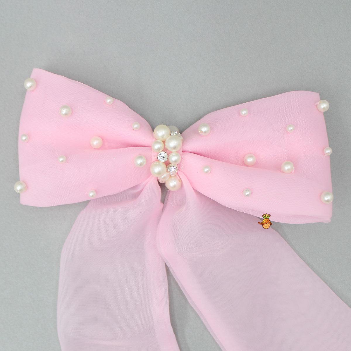 Long Tail Pink Bow Hair Clip