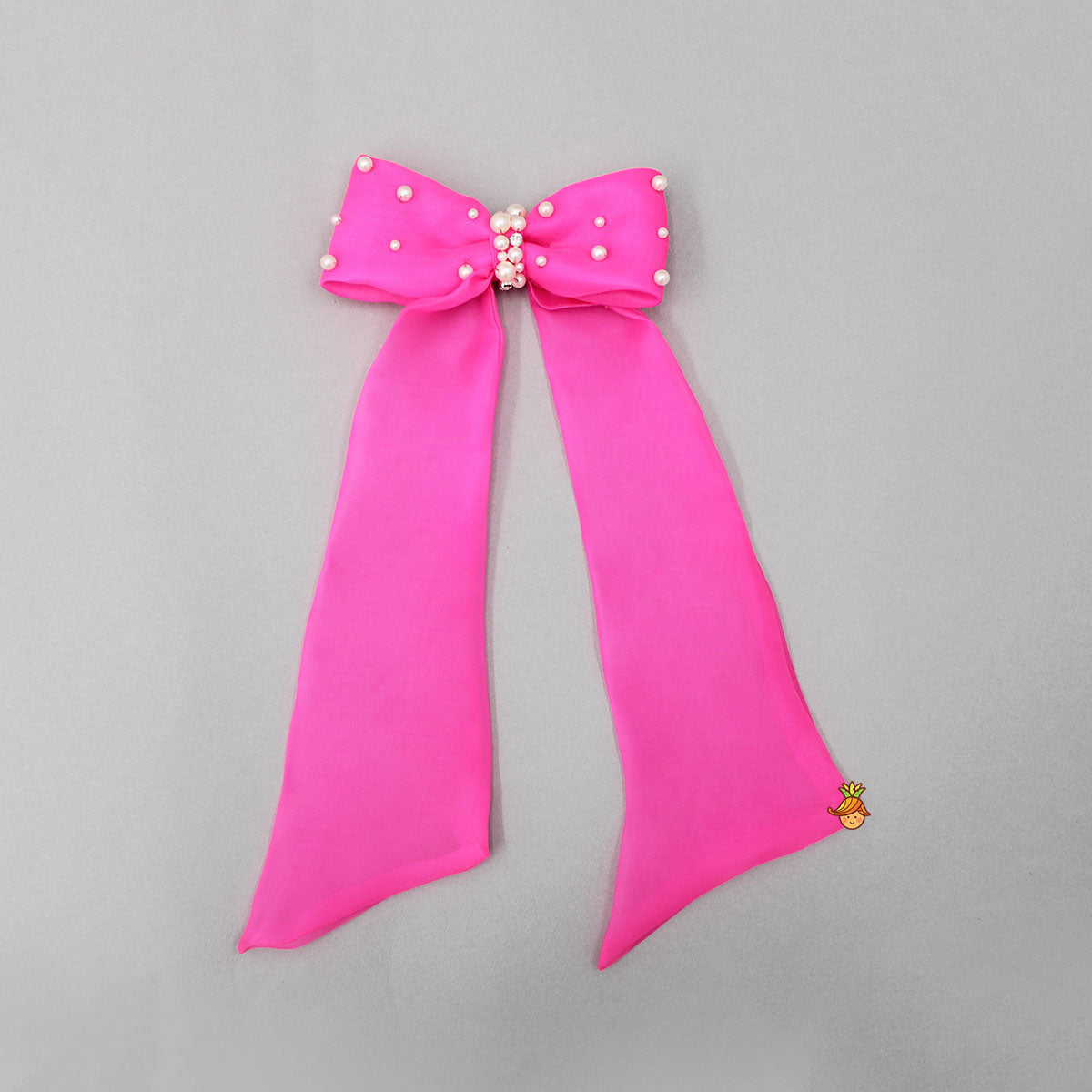 Long Tail Dark Pink Bow Hair Clip