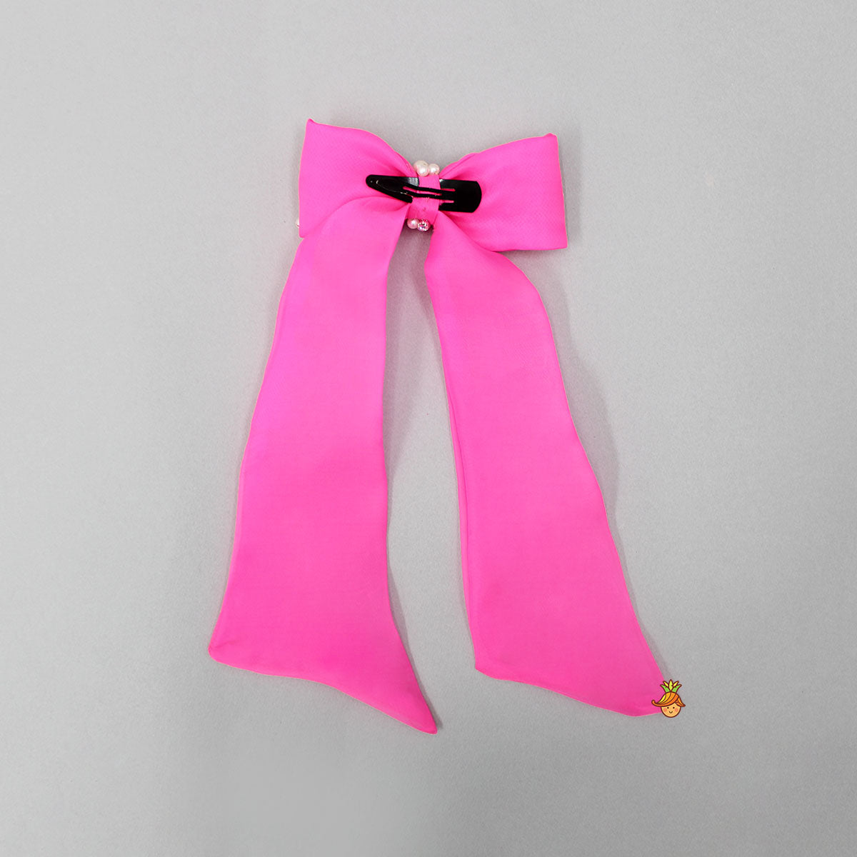 Long Tail Dark Pink Bow Hair Clip