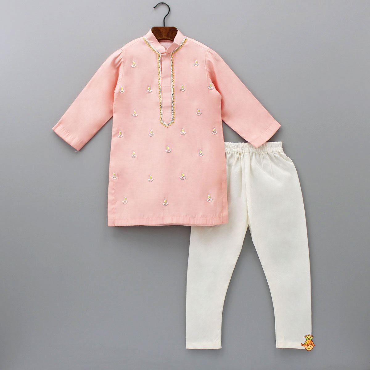 Diya Embroidered Peach Kurta And Churidar