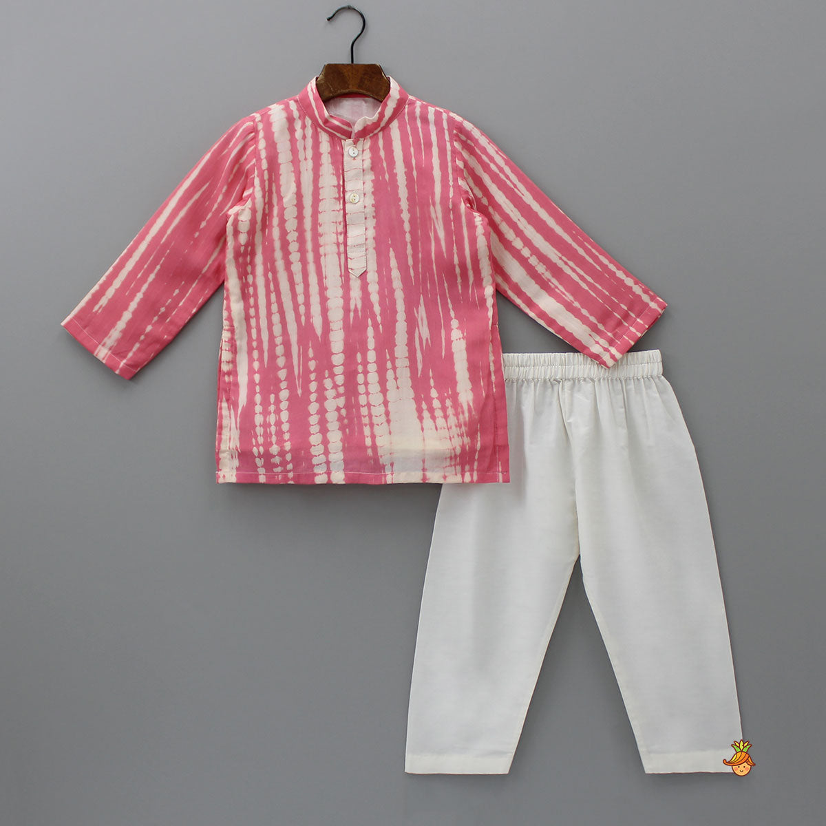 Shibori Printed Pink Kurta And Pyjama