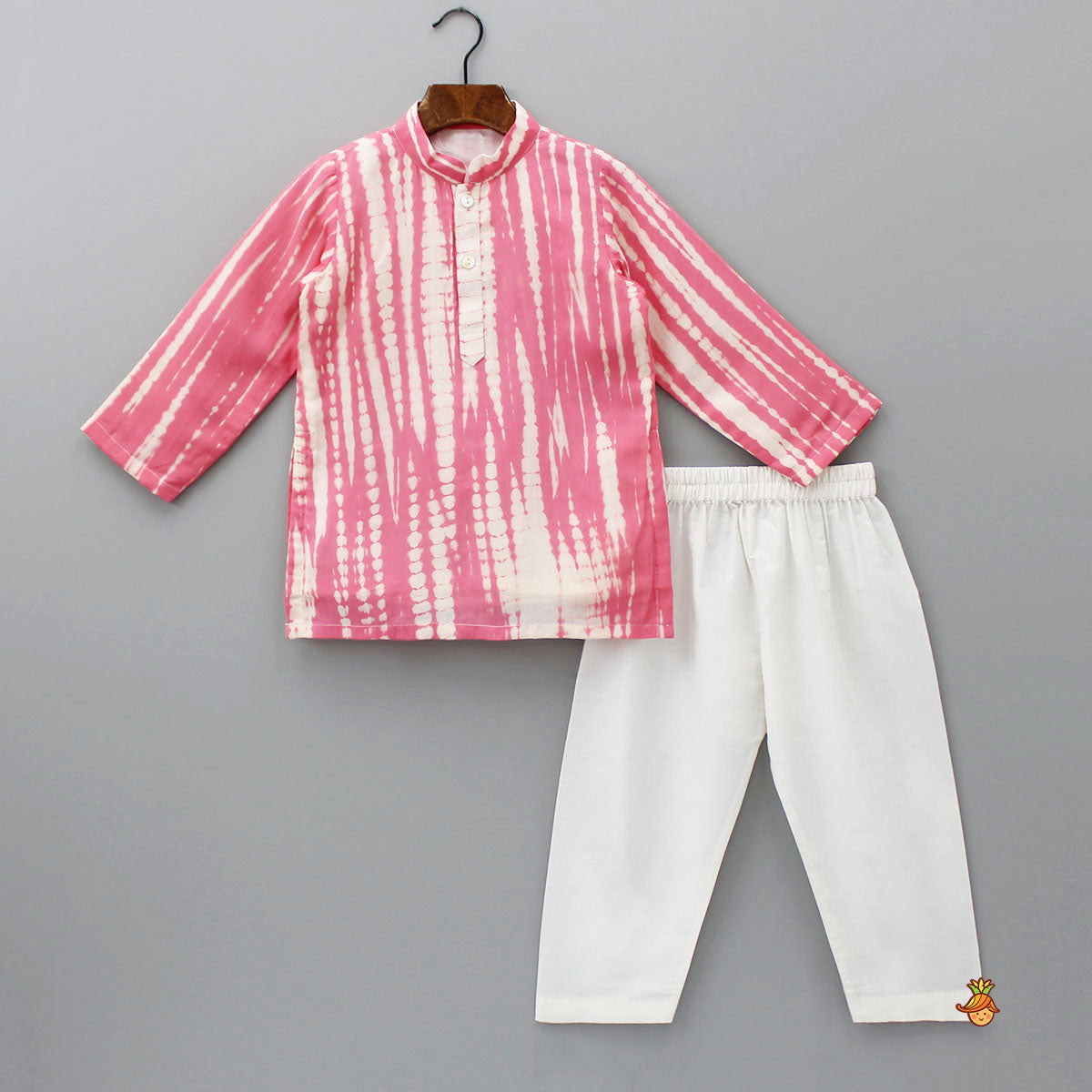 Shibori Printed Pink Kurta And Pyjama