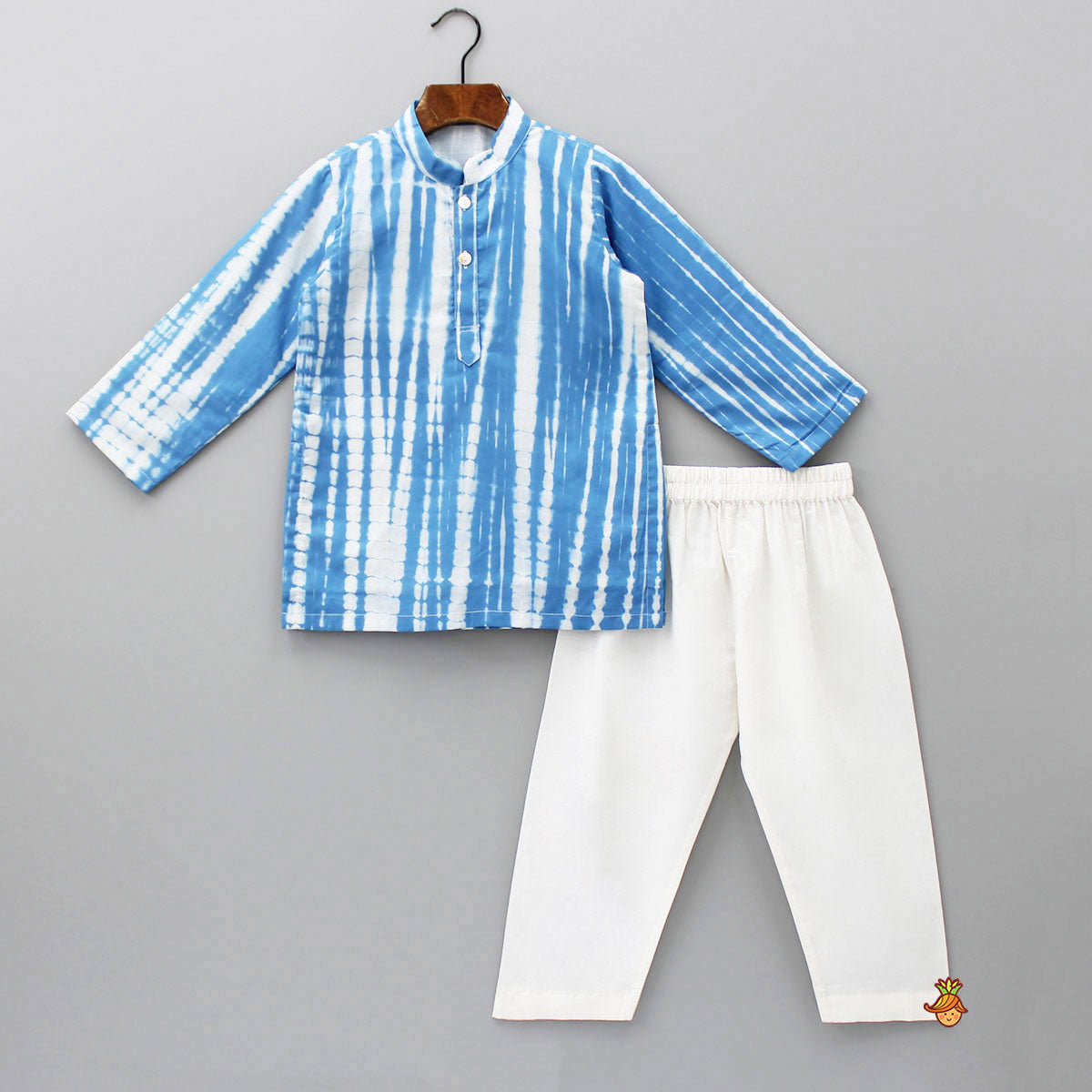 Shibori Printed Blue Kurta And Pyjama