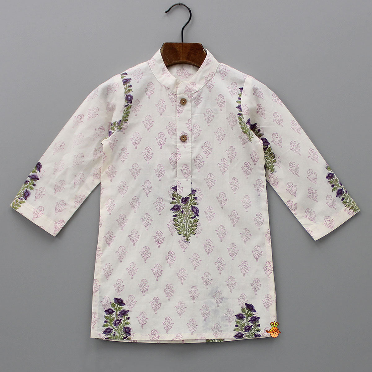 Floral Printed Kurta And Stylish Jacket With Dhoti