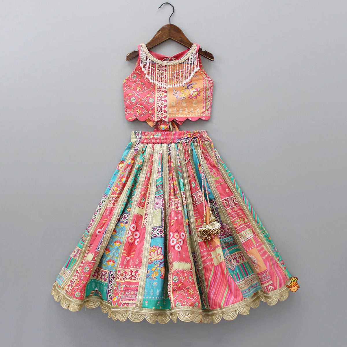 Floral Printed Multicolour Top And Lehenga