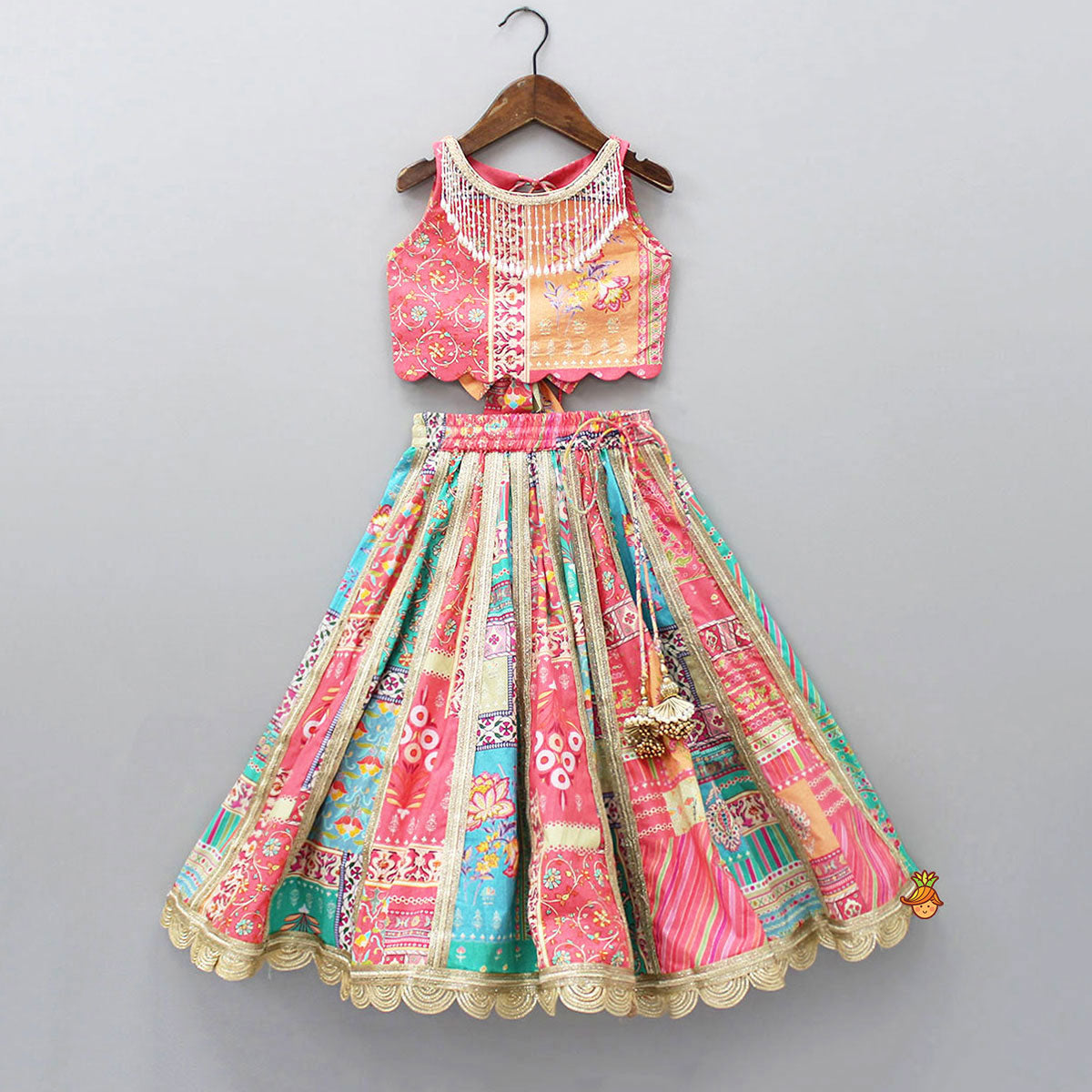 Floral Printed Multicolour Top And Lehenga