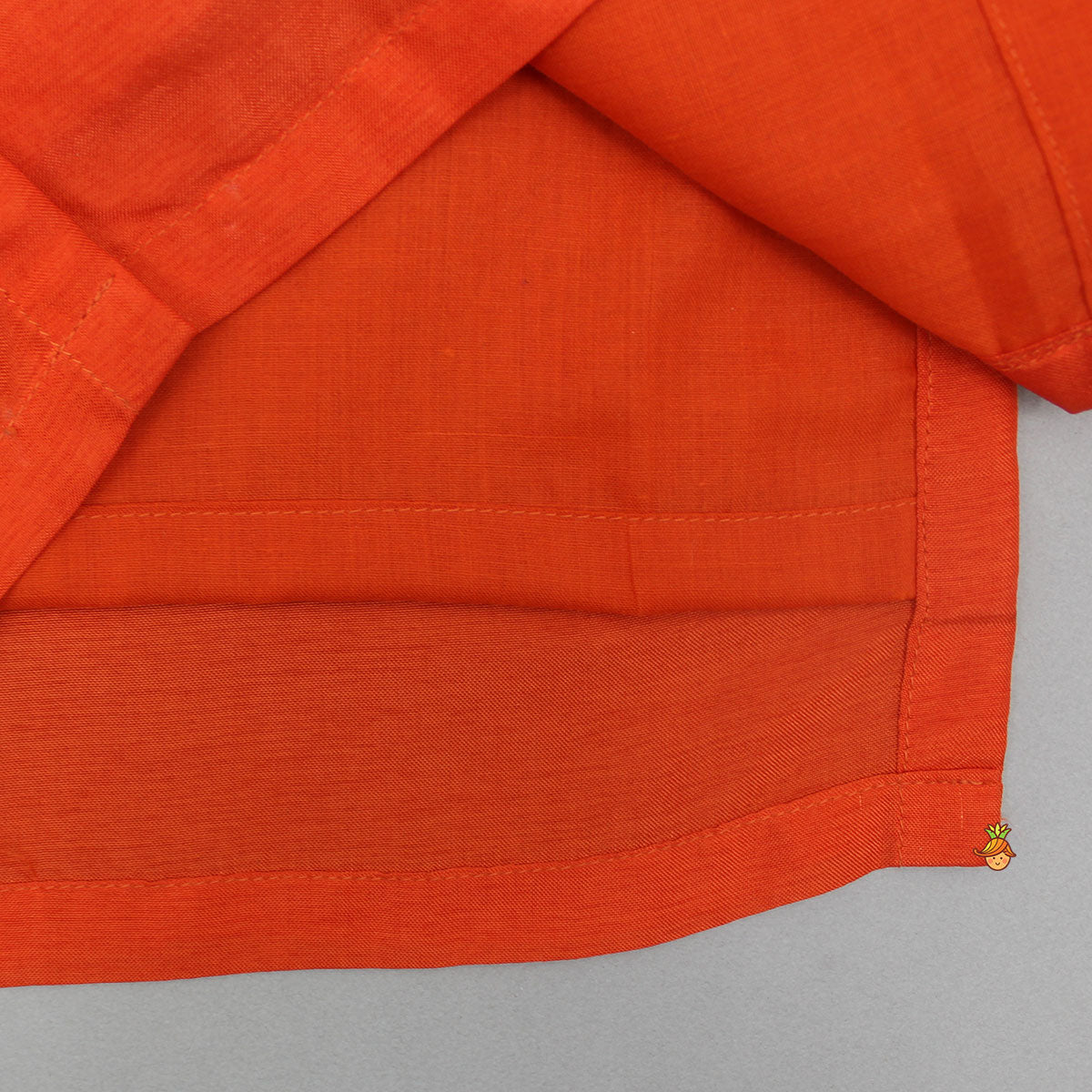 Embroidered Flap Orange Kurta And Pyjama