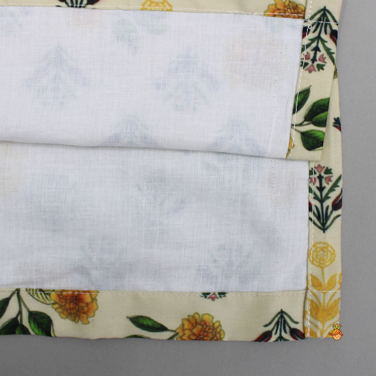 Beige Floral Printed Kurta With Pyjama