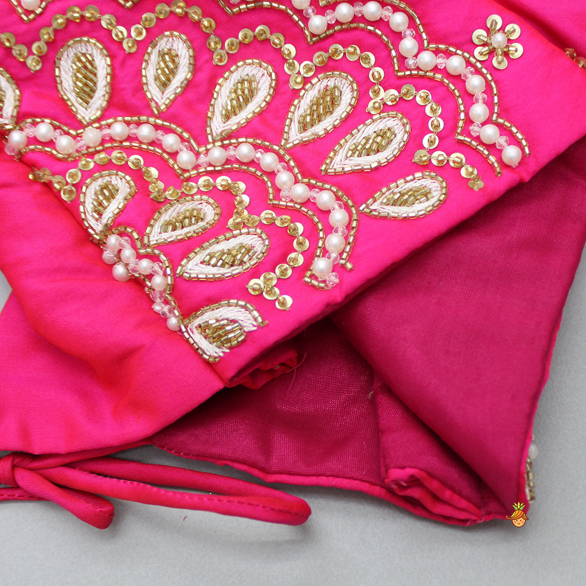 Embroidered Pink Top With Dual Tone Lehenga And Net Dupatta