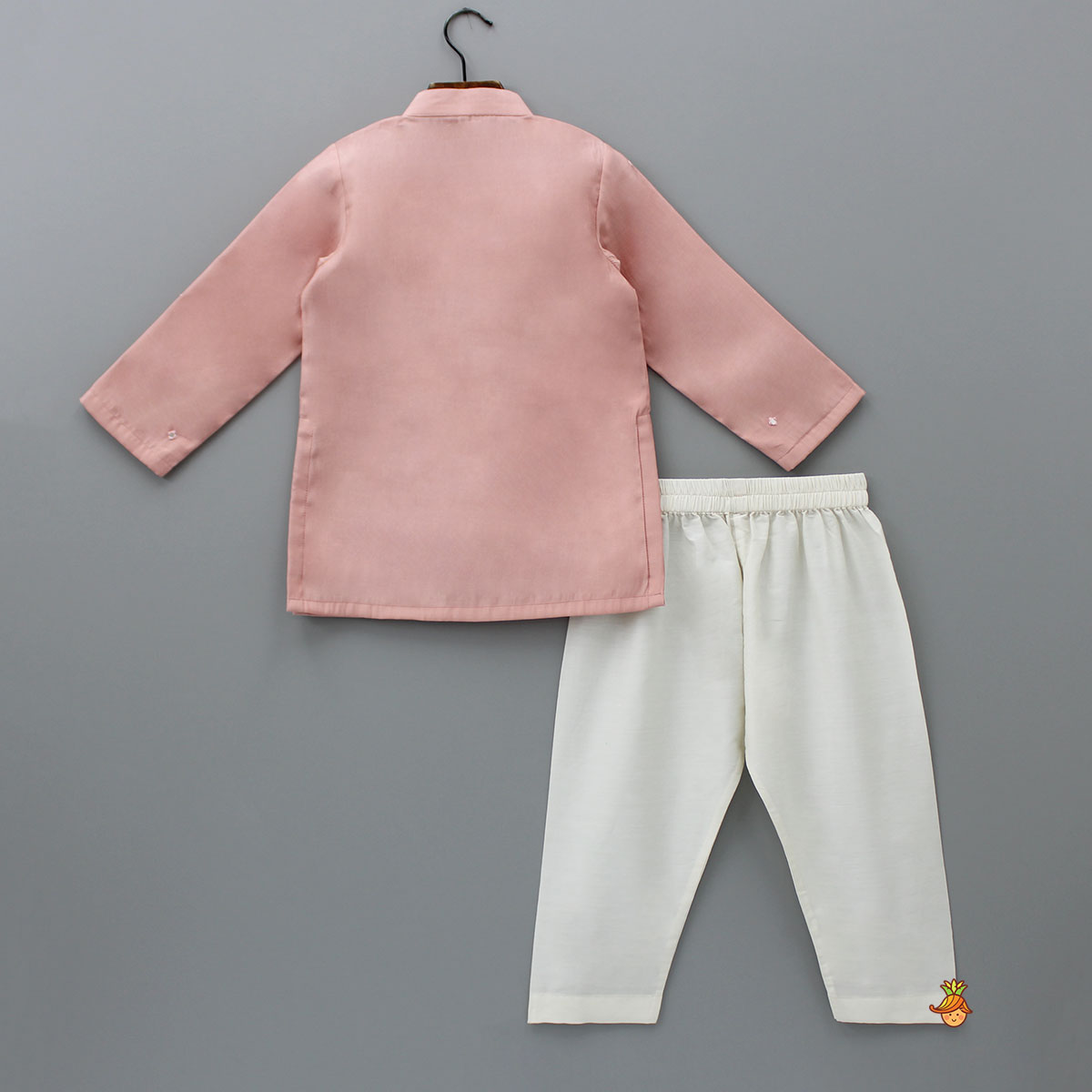 Thread Embroidered Peach Kurta And Pyjama