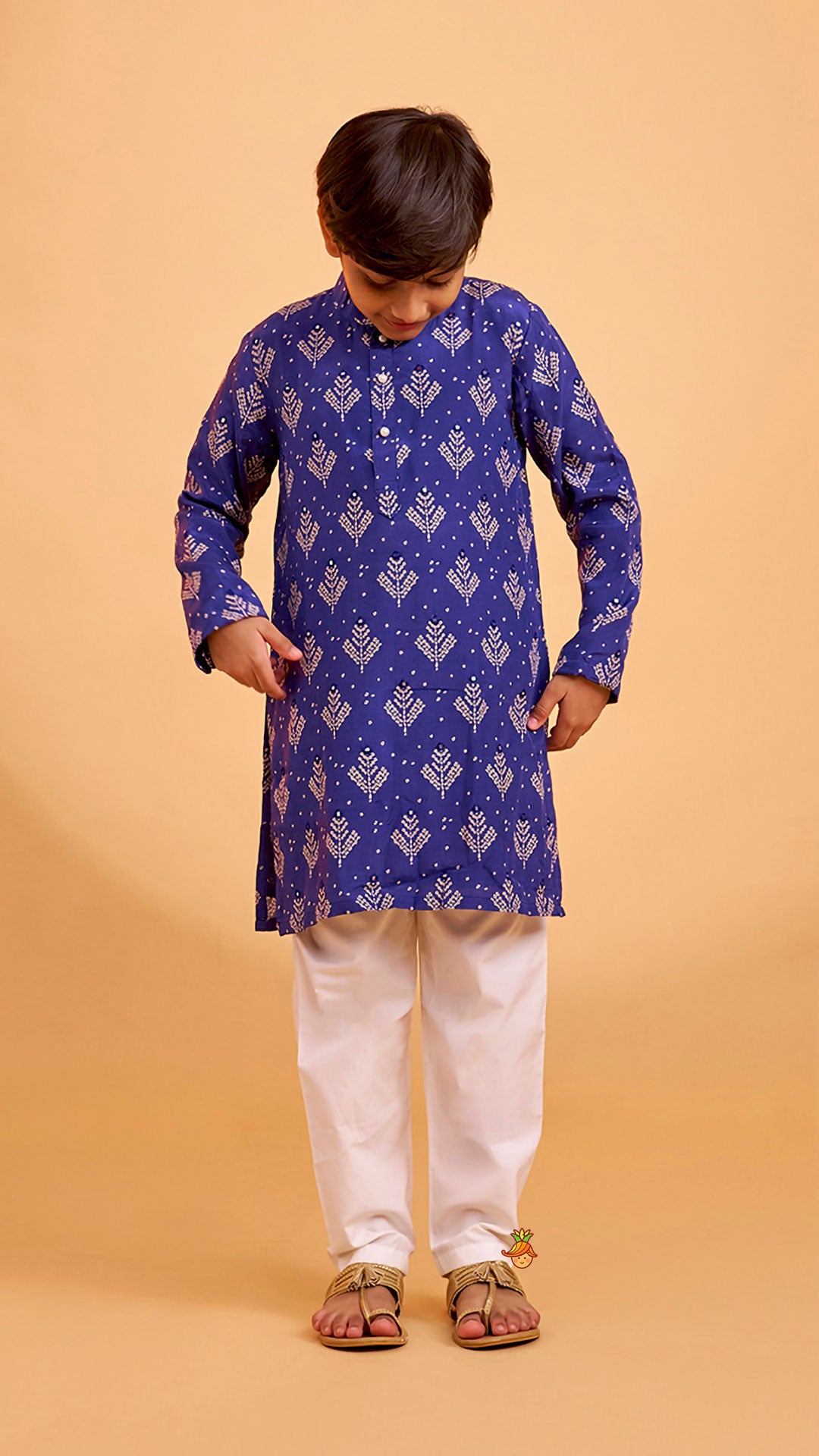 Printed Blue Kurta And Pyjama