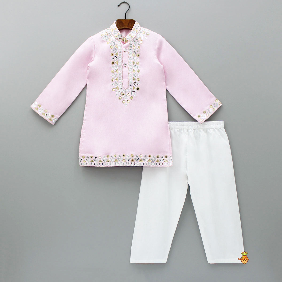 Patch Work Pink Kurta And Pyjama