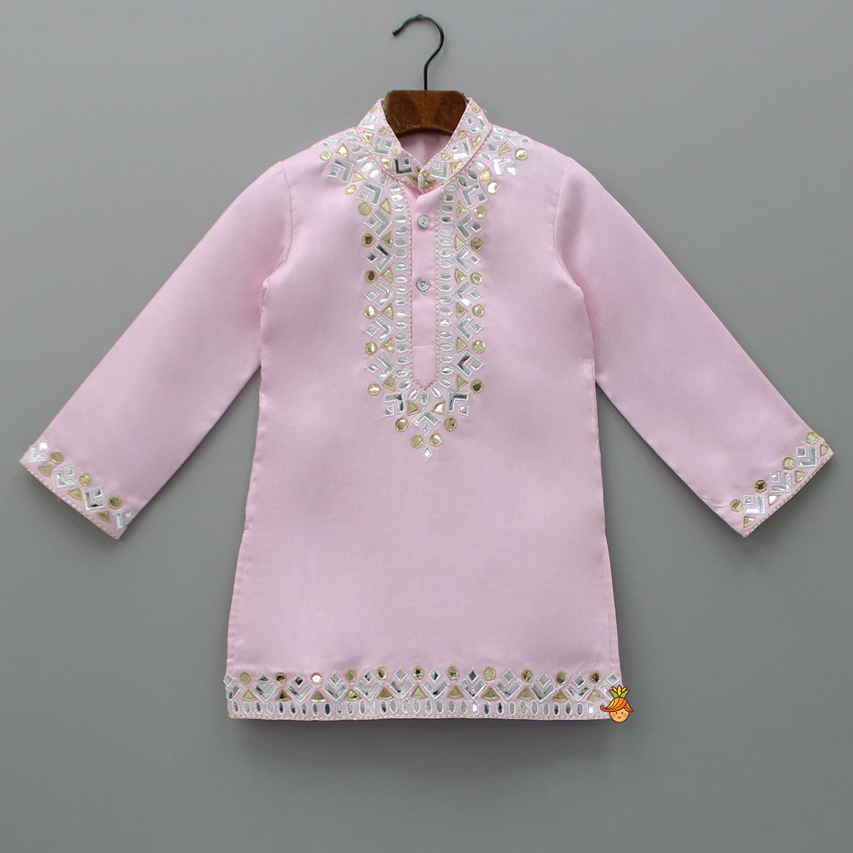 Patch Work Pink Kurta And Pyjama