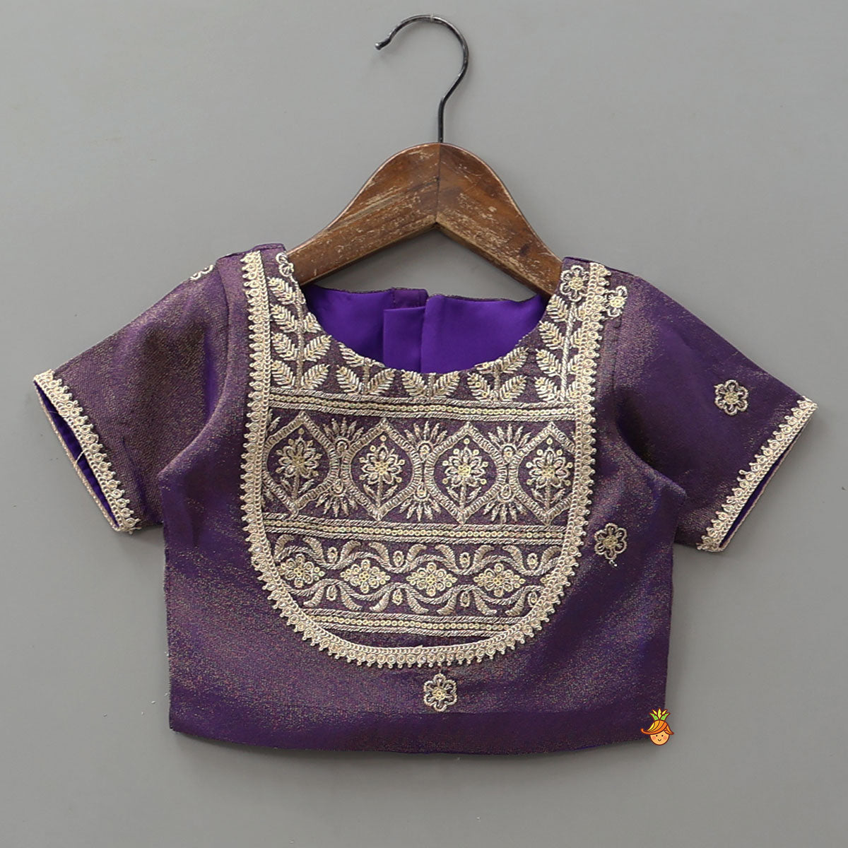 Embroidered Purple Top And Pleated Lehenga With Net Dupatta