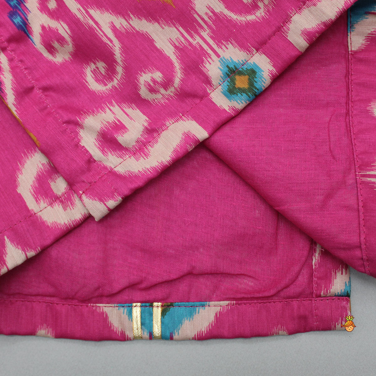 Ikat Printed Pink Kurta With Churidar