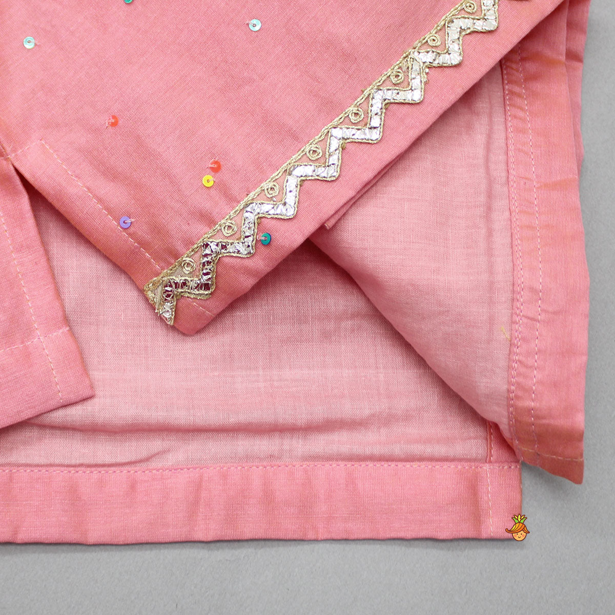 Ganesh Embroidered Angarkha Style Peach Kurta And Dhoti