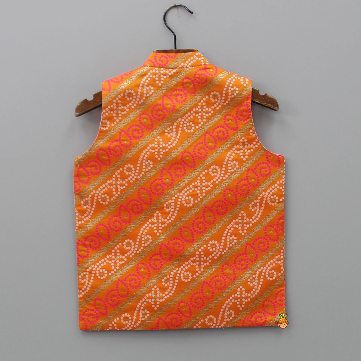 Orange Bandhani Printed Jacket