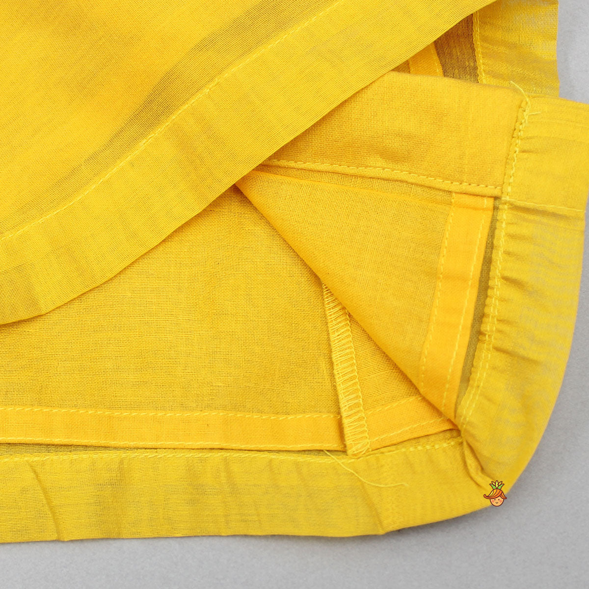 Angarkha Style Yellow Kurta And Dhoti With Mukut