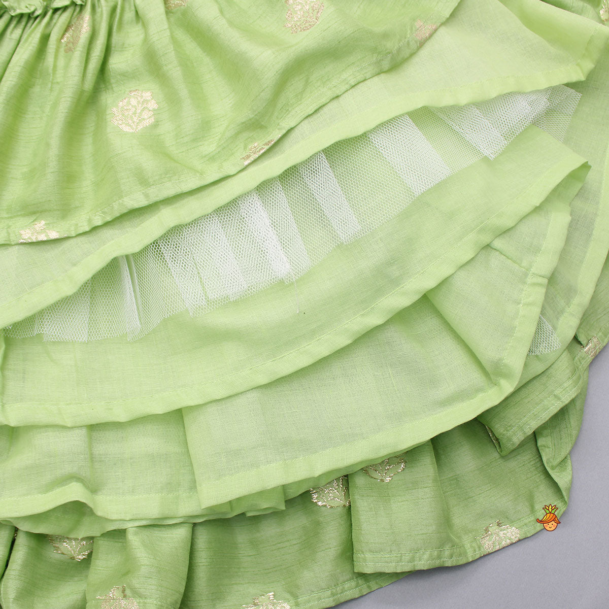 Embroidered Top Green And Brocade Lehenga