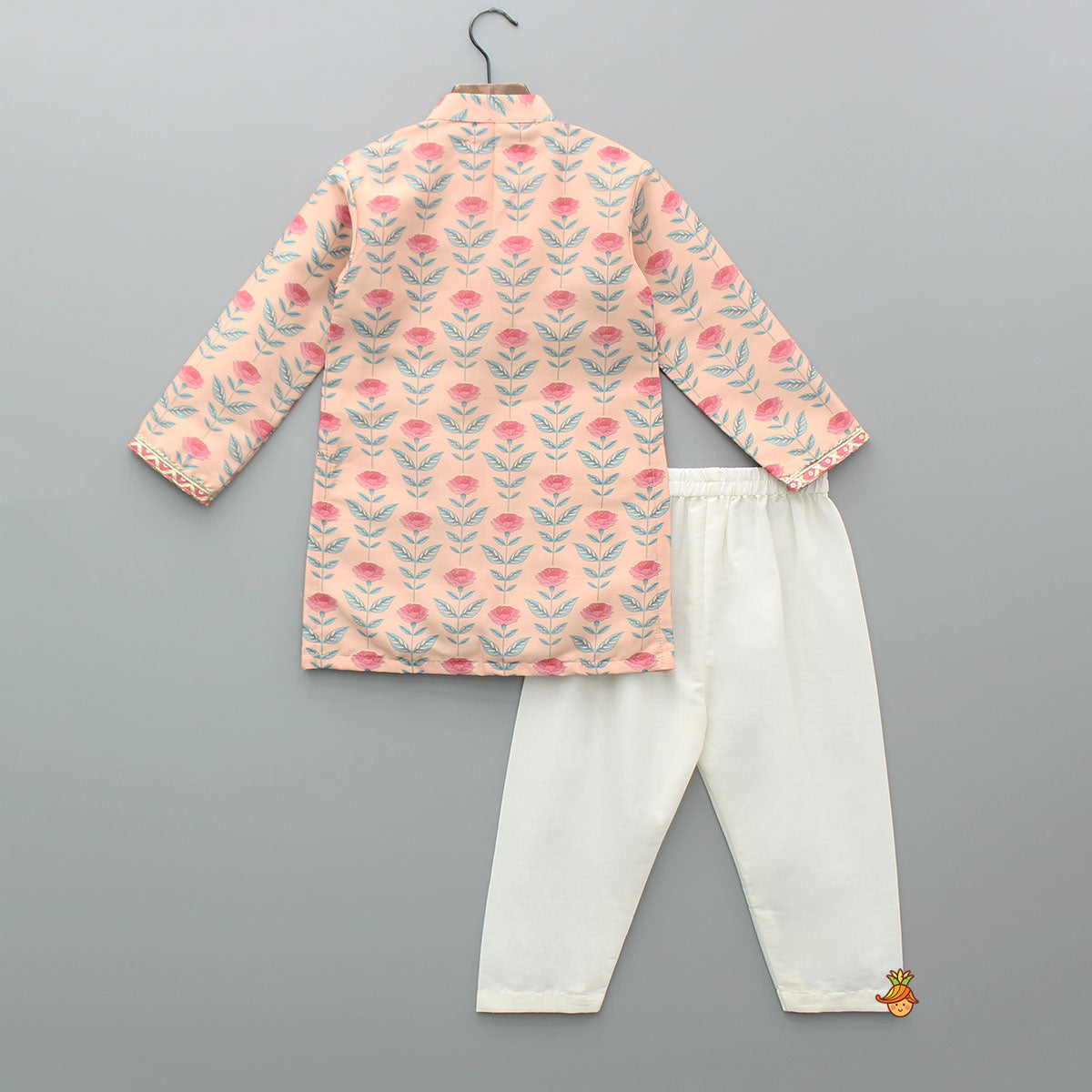 Peach Floral Printed Kurta With Pyjama