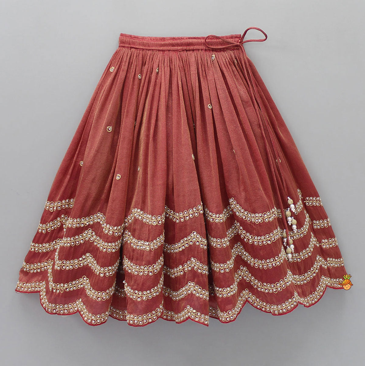 Thread Embroidered Top And Pleated Lehenga