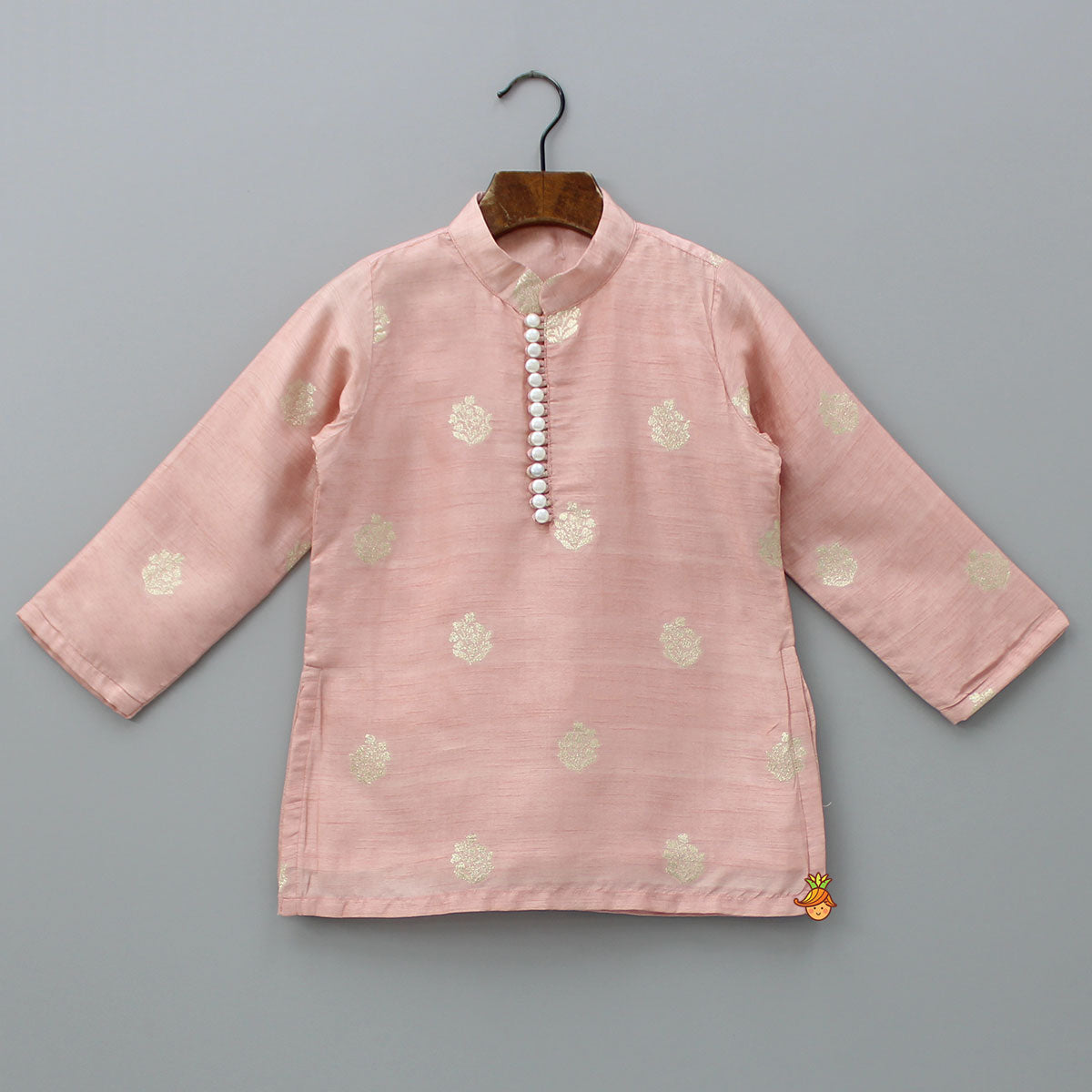 Peach Loop Buttons Detailed Kurta With Pyjama