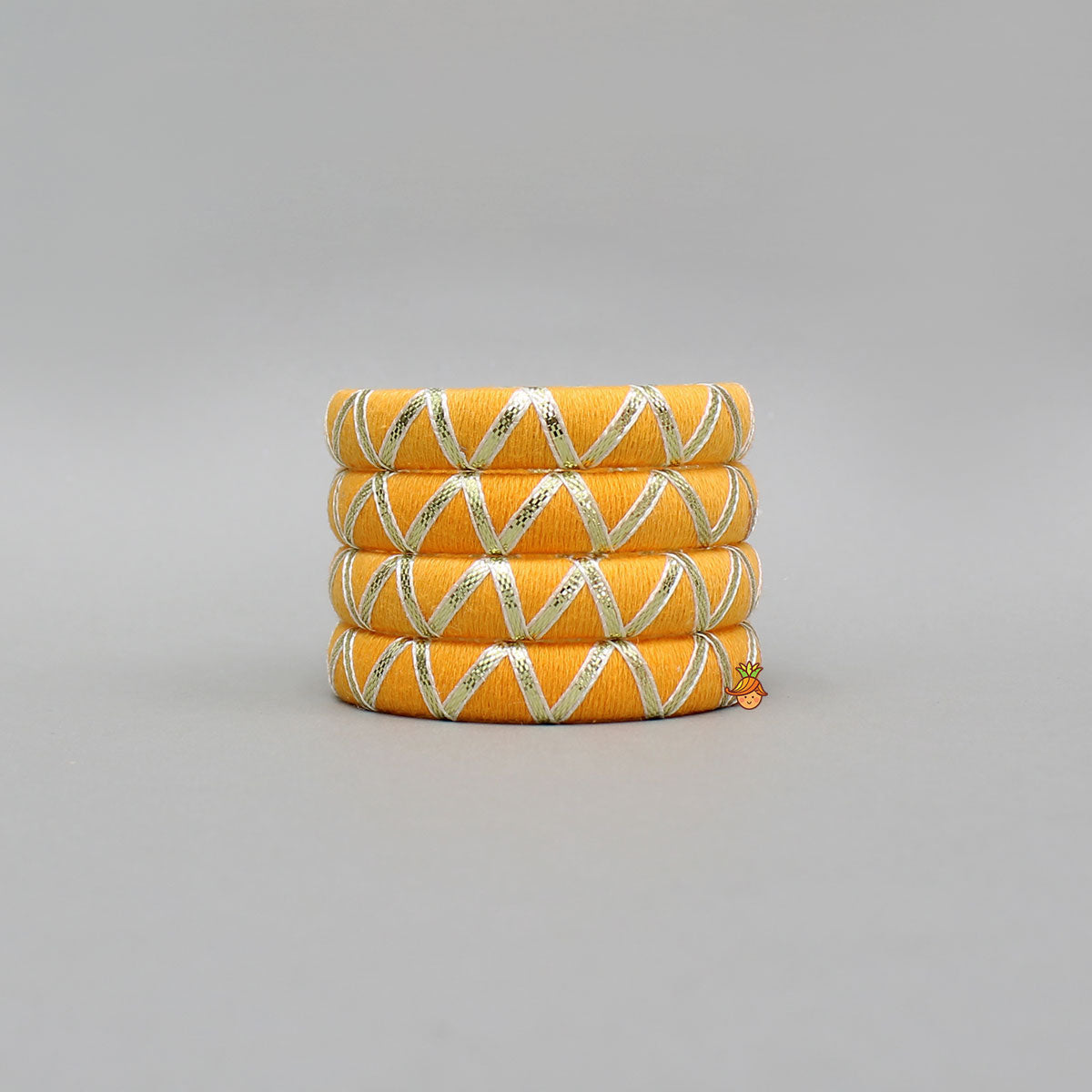 Gota Lace Detailed Yellow Bangles Set