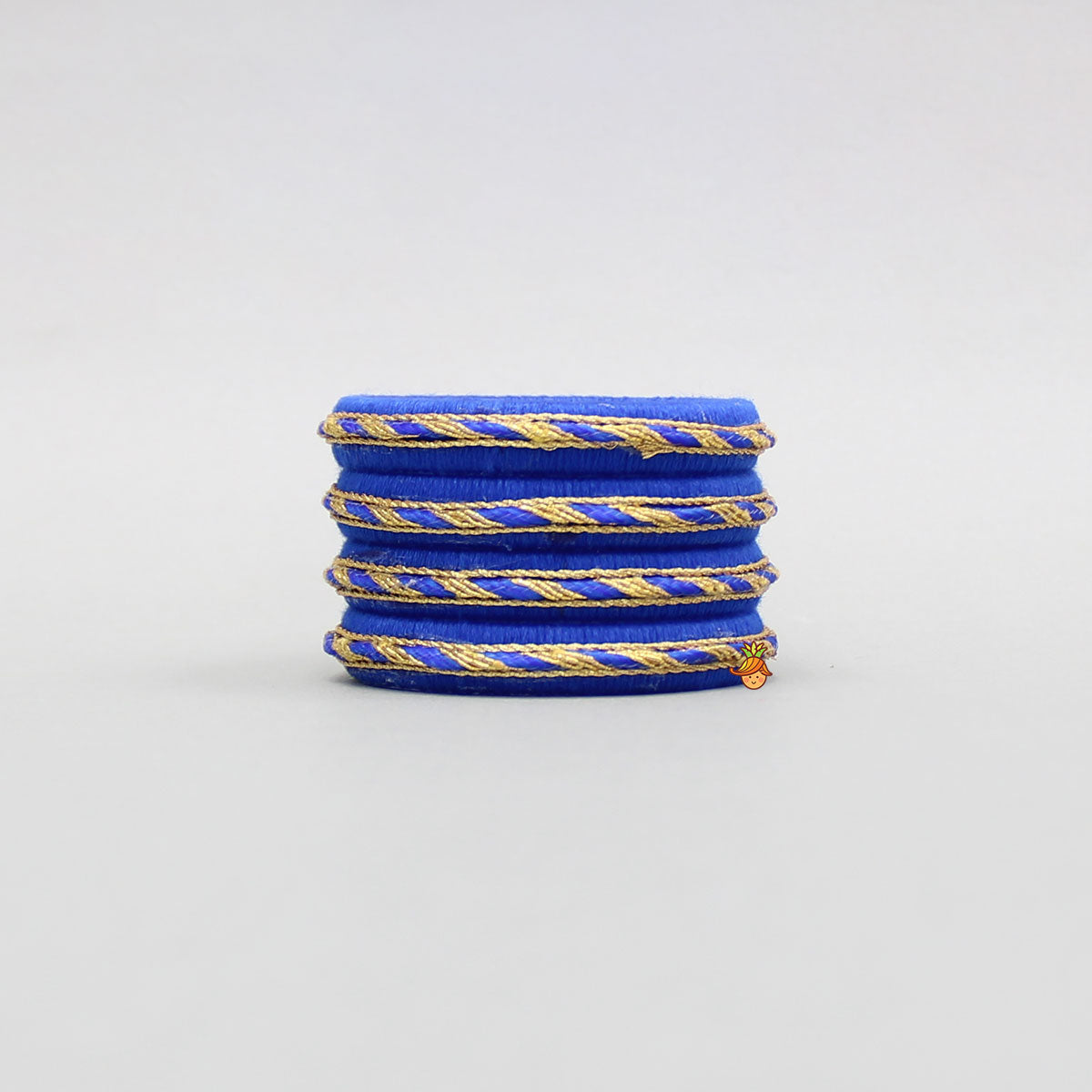 Thread And Lace Detailed Blue Bangles Set