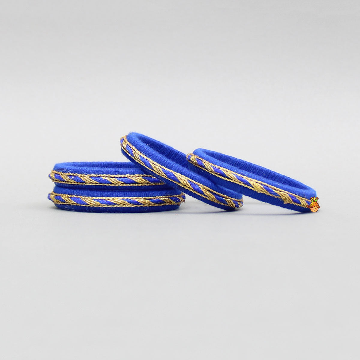 Thread And Lace Detailed Blue Bangles Set