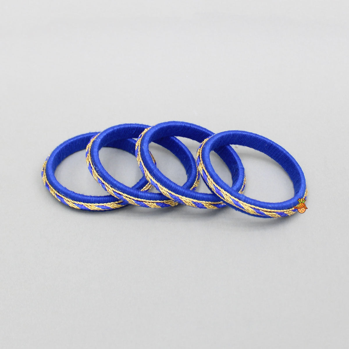 Thread And Lace Detailed Blue Bangles Set