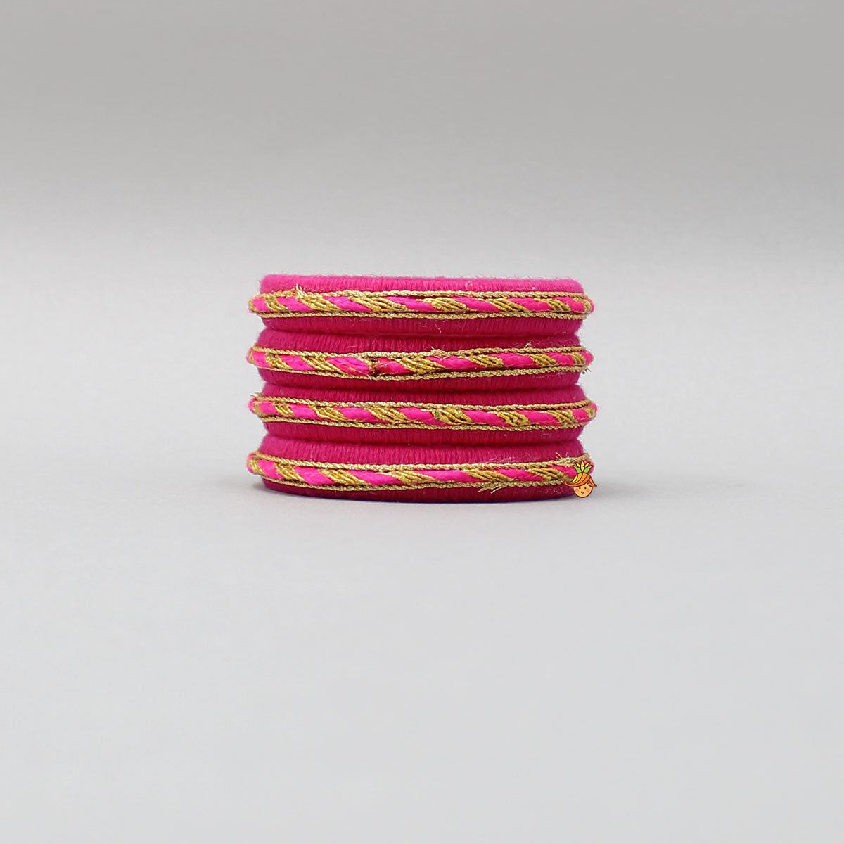 Thread And Lace Detailed Pink Bangles Set