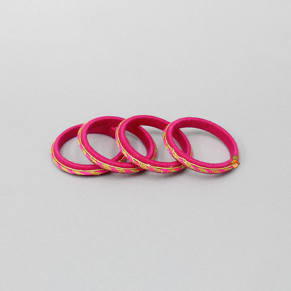 Thread And Lace Detailed Pink Bangles Set