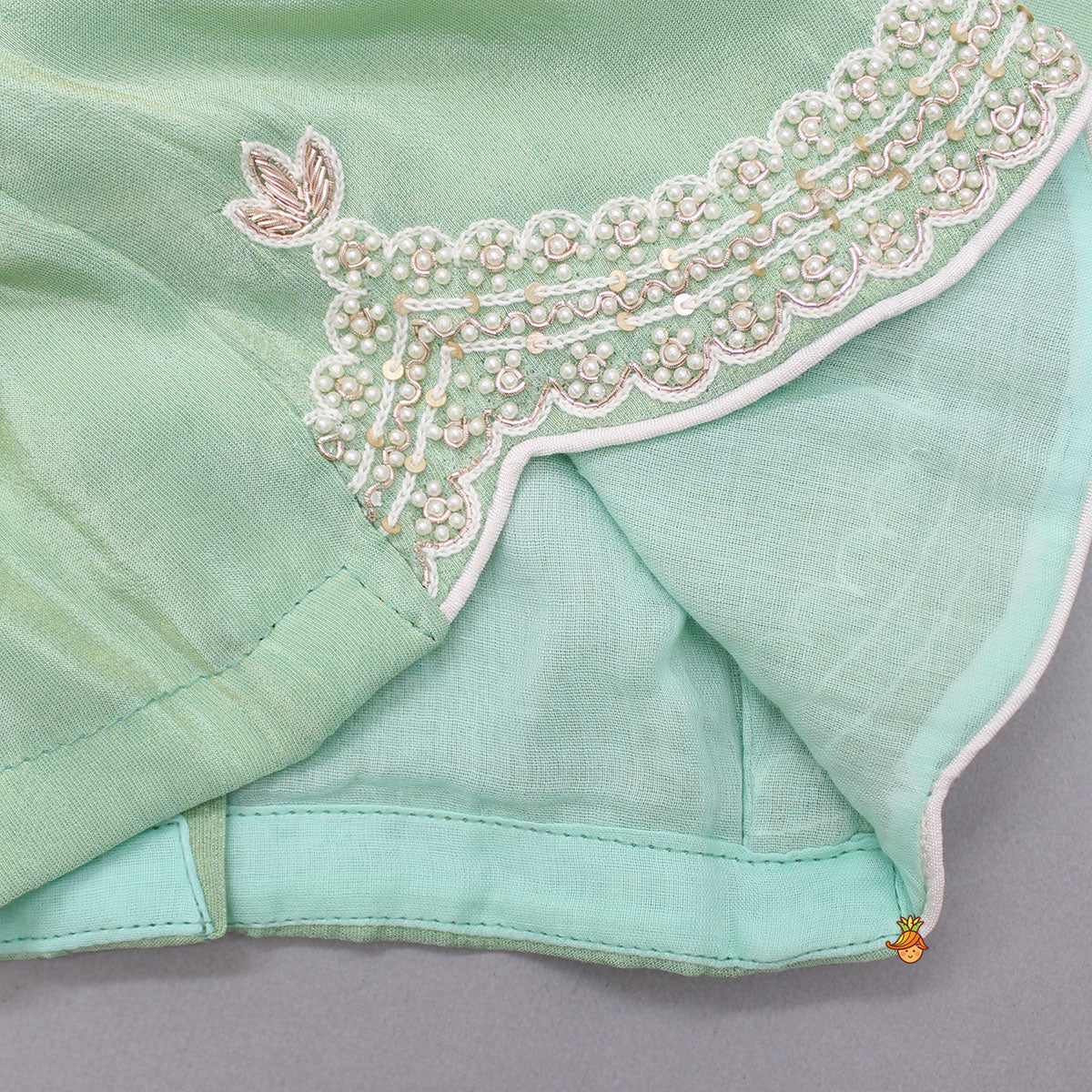 Embroidered Green Top And Pleated Lehenga