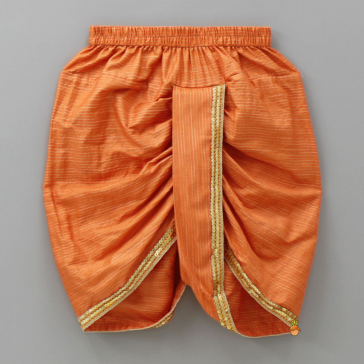 Angarkha Style Yellow Kurta And Orange Dhoti