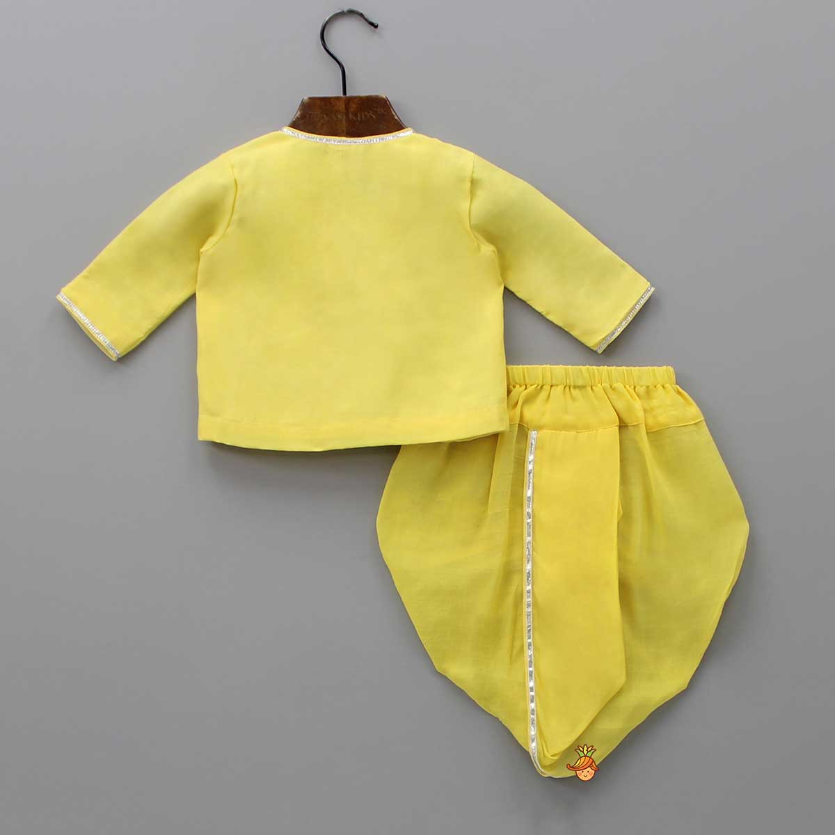 Embroidered Yellow Kurta And Dhoti