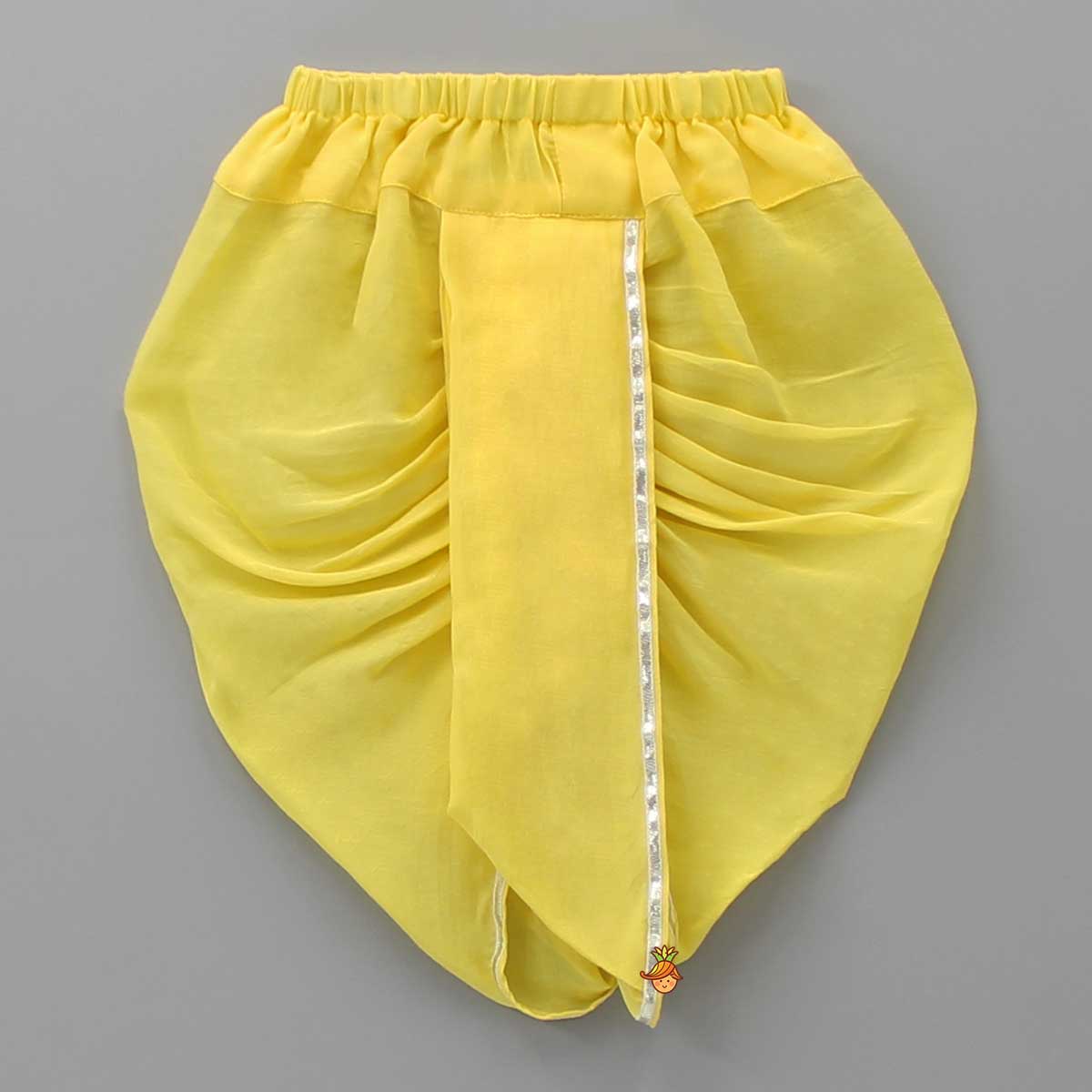 Embroidered Yellow Kurta And Dhoti