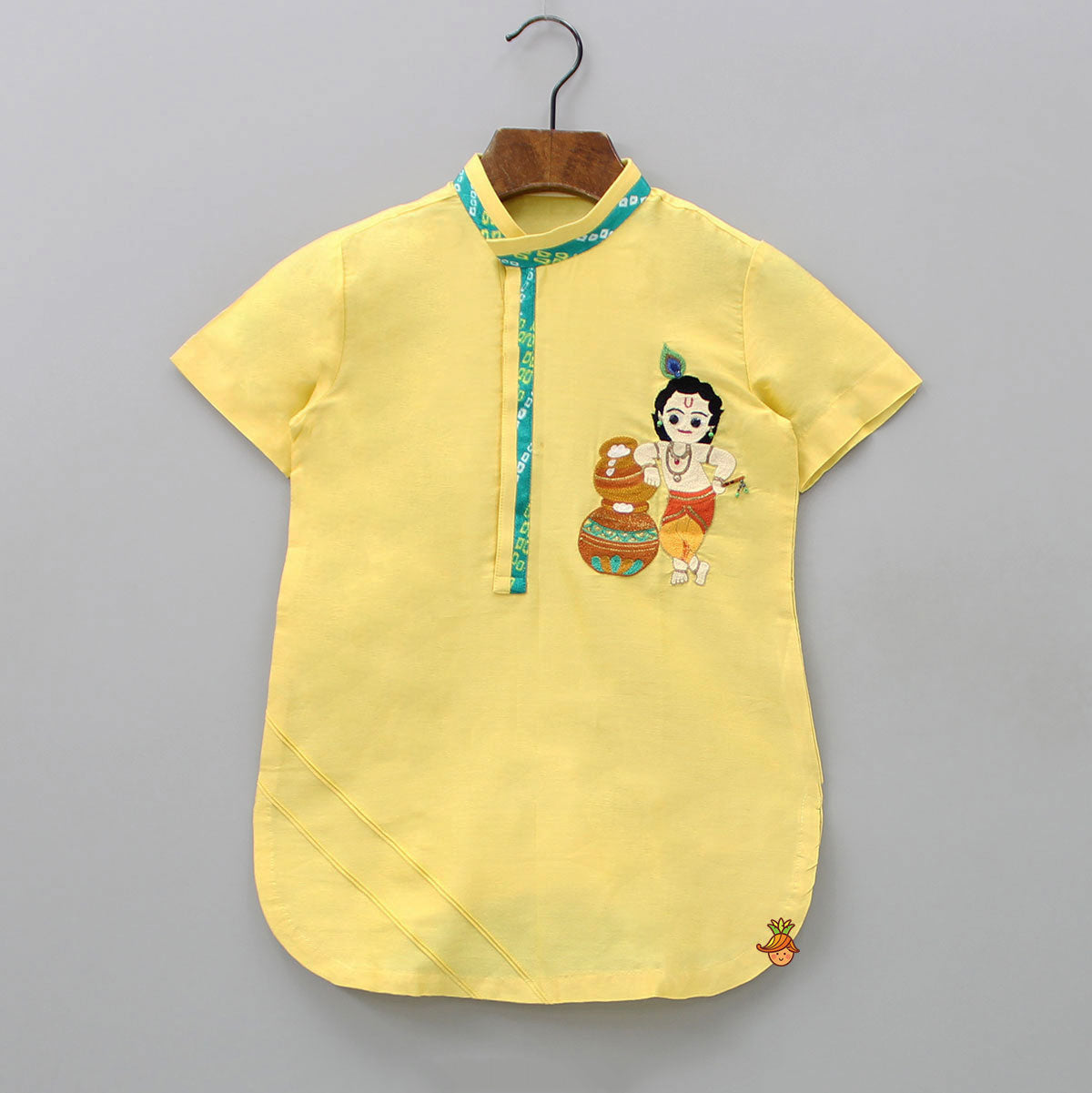 Krishna Embroidered Kurta And Leheriya Printed Dhoti