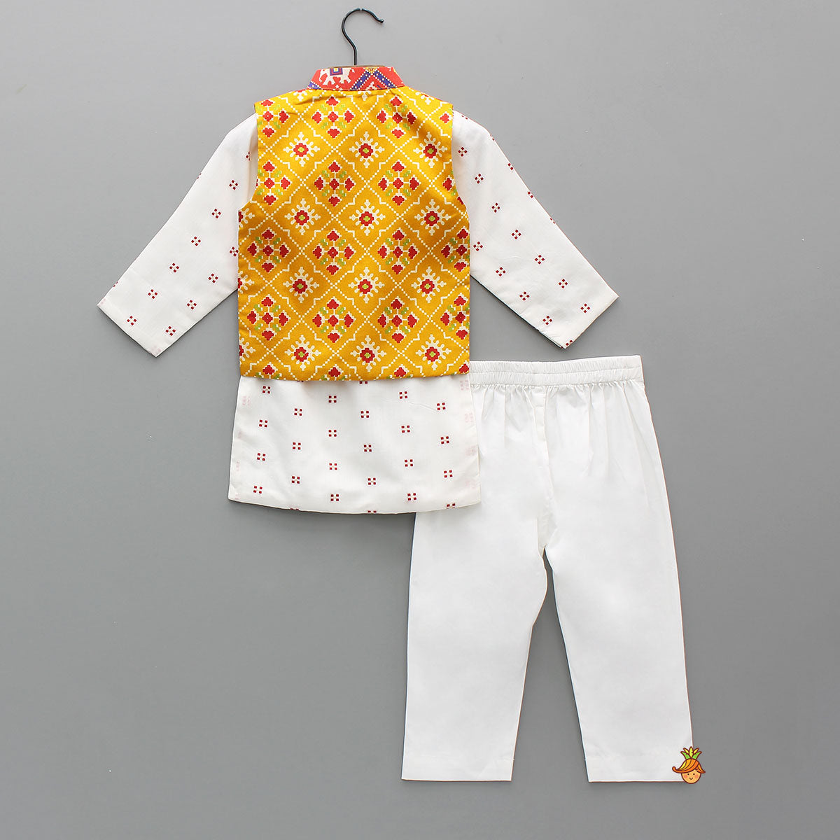 Kurta And Multicolour Patola Printed Jacket With Pyjama
